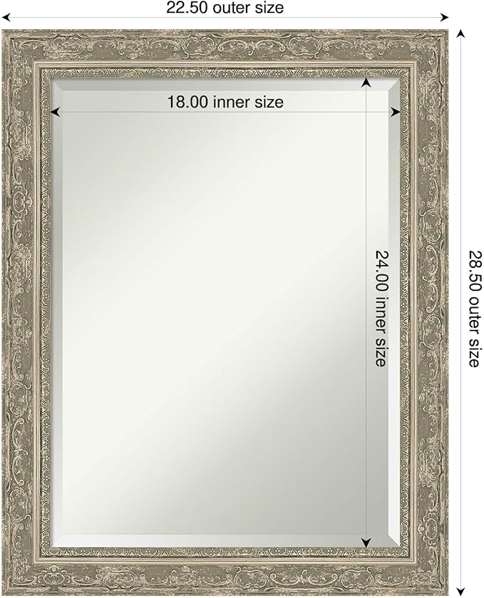 Amanti Art Bathroom Mirror for Over Sink, 29x23 Filigree Silver Rectangle - Image 3