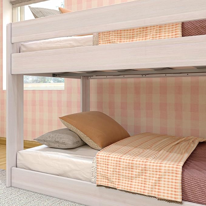 Max & Lily Modern Farmhouse Low Bunk Bed, Twin-Over-Twin Bed Frame - Image 5