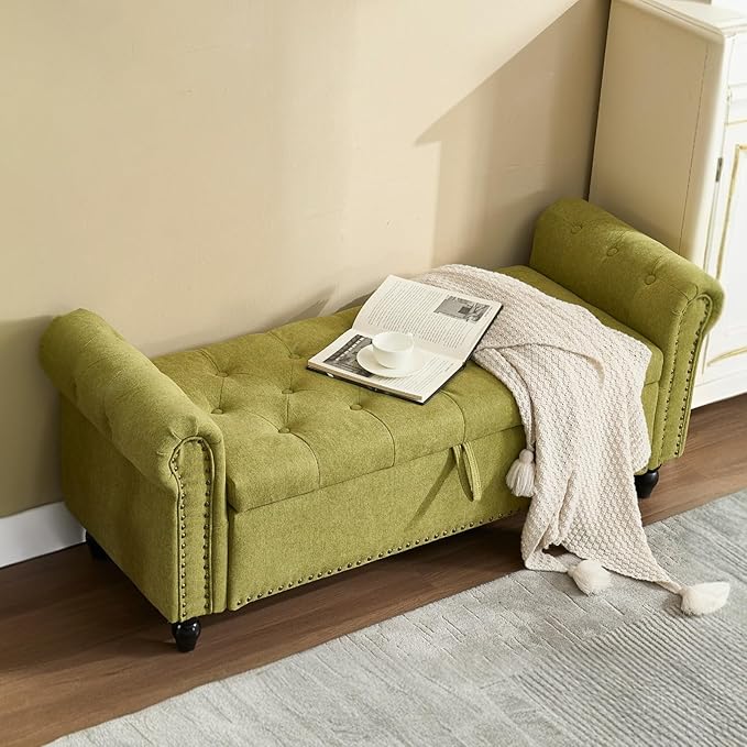 Furniliving 55” End of Bed Bench, Bedroom Bench - Image 2
