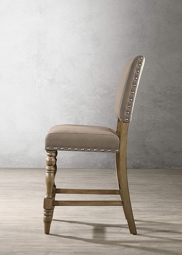 Roundhill Furniture Birmingham Script Printed Driftwood Finish Counter Height - Image 4
