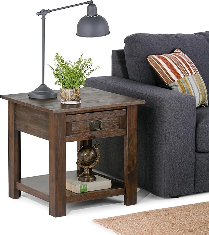SIMPLIHOME Monroe SOLID ACACIA WOOD 22 inch Wide Square Rustic End Side Table - Image 9