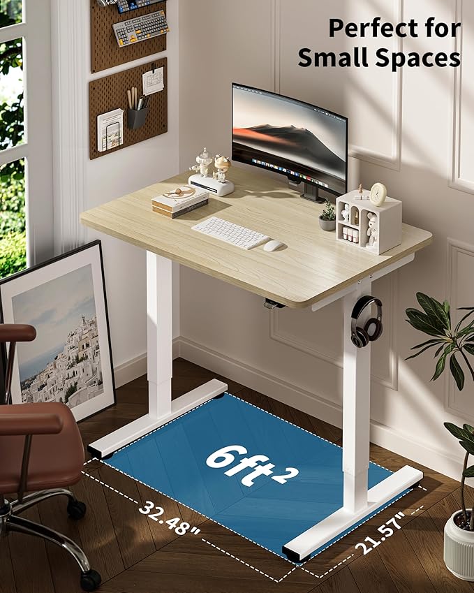Okin Small Electric Standing Desk, Oak Sit to Stand Computer Workstation - Image 5