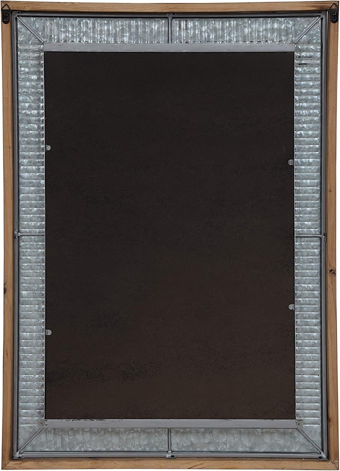 Kate and Laurel Deely Farmhouse Wall Mirror, 20 x 30, Rustic Brown and Silver - Image 6