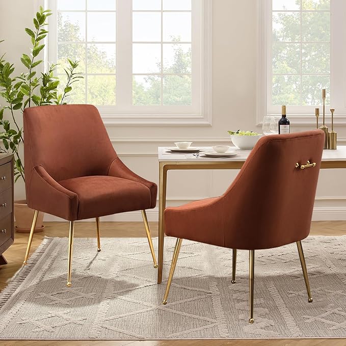 Velvet Dining Chairs Set of 2, Furniture Collection Modern Contemporary - Image 2