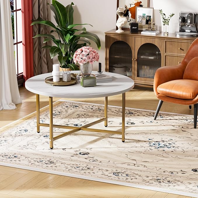 Round Coffee Table, 31.5" Circle Coffee Table, Coffee Tables Living Room - Image 3