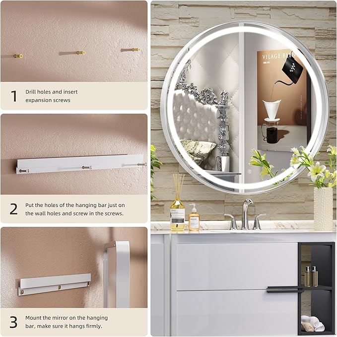 Hasipu 24 Round LED Mirror for Bathroom - Image 6