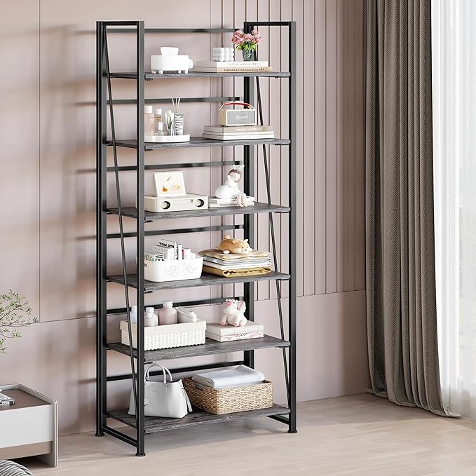 BHG Vintage Multifunctional Folding Bookshelf, No-Assembly Plant Stand Storage - Image 4
