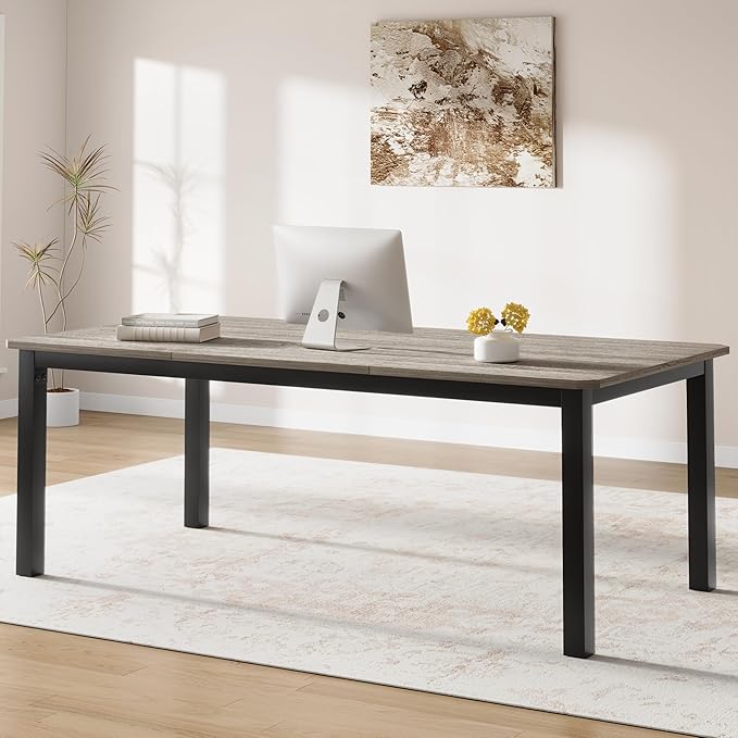 78.7 Inch Long Computer Desk, Large Industrial Office 2 Person Desk Workstation - Image 5
