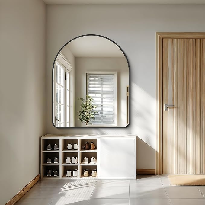 FORBATH Arched Wall Mirror 40"x48", Large Arch Bathroom Mirror Black Aluminum - Image 2