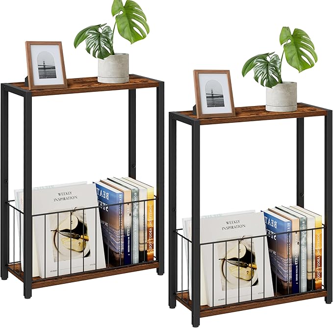 Narrow Side Tables Set of 2 by Homleke