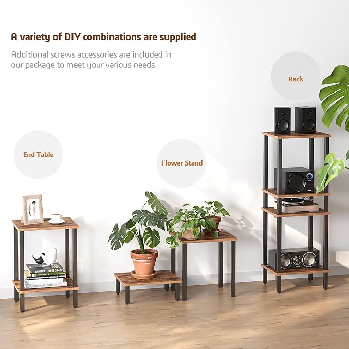 TUTOTAK End Table, Side Table, Nightstand, 2-Tier Storage Shelf, Sofa Side Table - Image 5