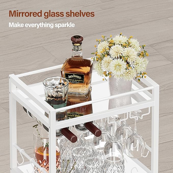 TUTOTAK Bar Cart, Home Bar Serving Cart, Drink Cart - Image 4