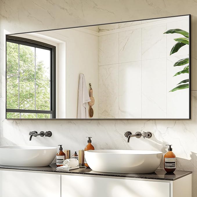 Bathroom Vanity Mirror for Wall, HD Shatterproof Glass, Hangs Horizontally or - Image 3