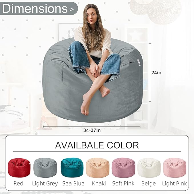 HABUTWAY Bean Bag Chair 3Ft Luxurious Velvet Ultra Soft Fur - Image 3