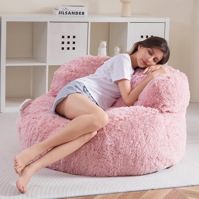 BYBYME Giant Bean Bag Chair, Faux Fur Bean Bag Couch - Image 8