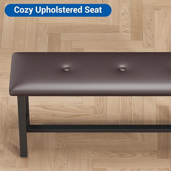 Garvee Dining Table with 2 Benches, Kitchen Table with 2 Upholstered Benches - Image 4