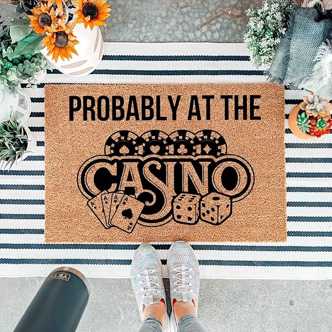 Funny Coir Doormat with Probably at The Casino - Image 5