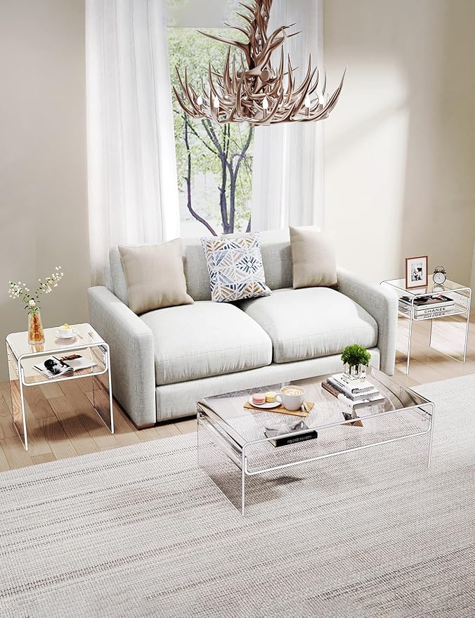 Clear Acrylic End Table 2-Tier Bedside nightstand - Image 4