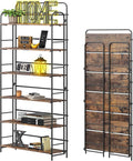 4NM No Assembly Folding Bookshelf 6 Tiers Vintage Industrial Black Book Shelf by 4NM