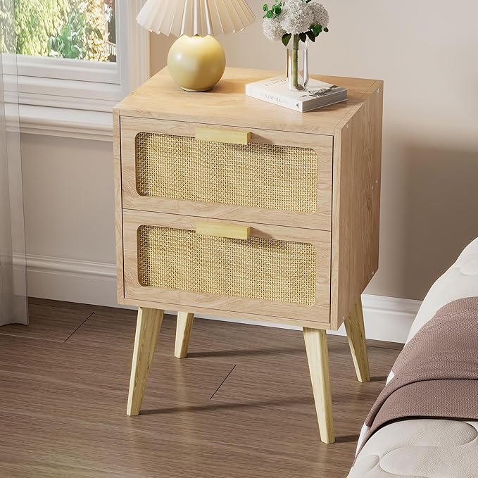 Rattan Nightstand Set of 2, Side Table - Image 4