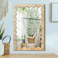 Boho Wall Mirror with Wood Frame, Living Room by AMOISE