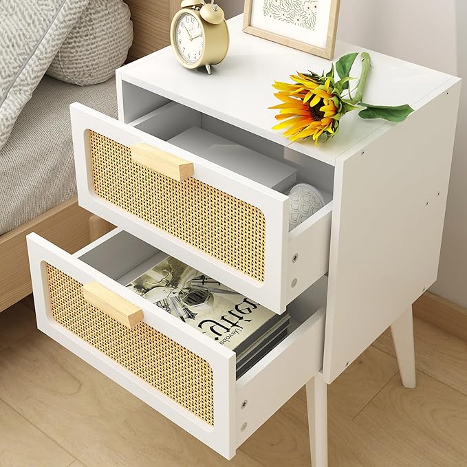 Rattan Nightstand, Wood End Table, Side Table - Image 6