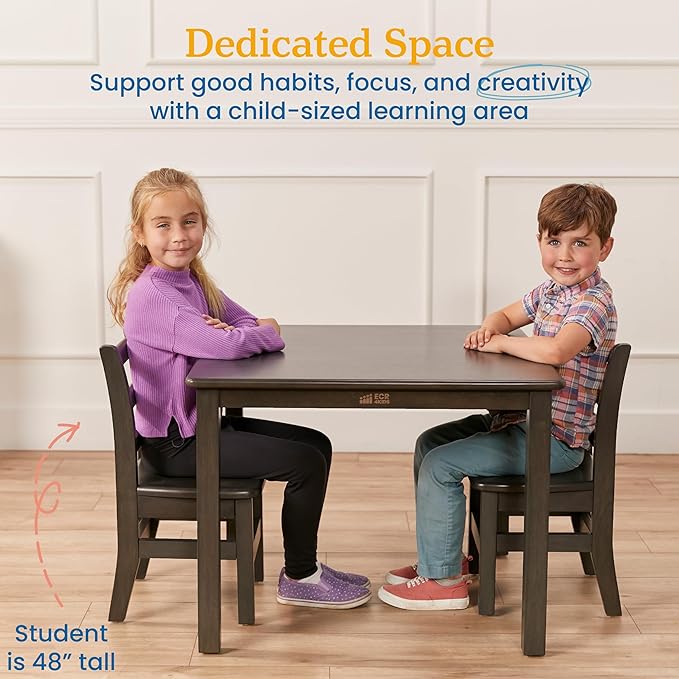 ECR4Kids 30in x 30in Square Hardwood Table and Chair Set, 12in Seat Height - Image 4
