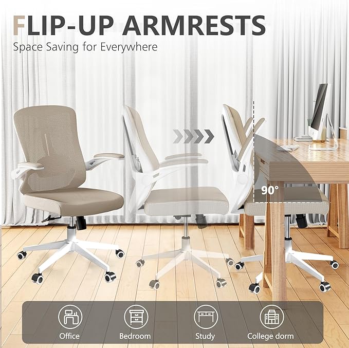 Office Chair, Ergonomic High Back Comfy Desk Chairs and Flip-up Armrest Lumbar - Image 7