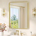 TETOTE Brushed Gold Bathroom Mirror 24 x 32 Gold Metal Framed Bathroom Mirror by TETOTE