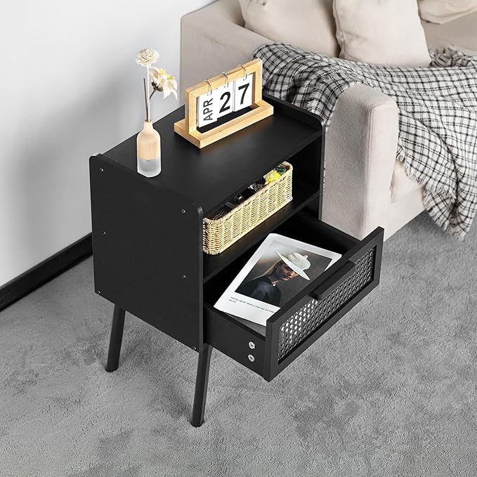 Lerliuo Rattan Nightstand, Side Table - Image 8
