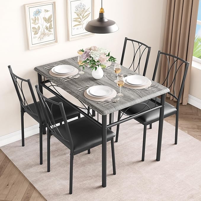 IDEALHOUSE Dining Table Set for 4, Kitchen Table and Chairs Set for 4, - Image 2