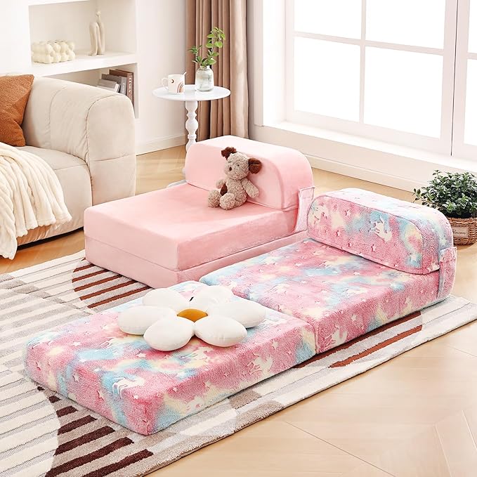 Tiita Folding Sofa Bed for Kids, Toddler Fold Out Couch Bed - Image 2