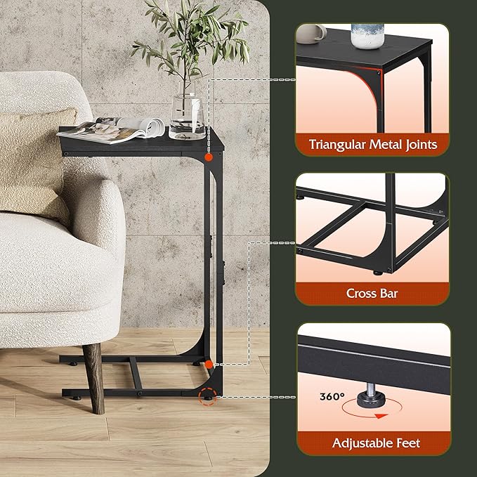 WLIVE C Shaped End Table, Small Couch Side Tables - Image 5