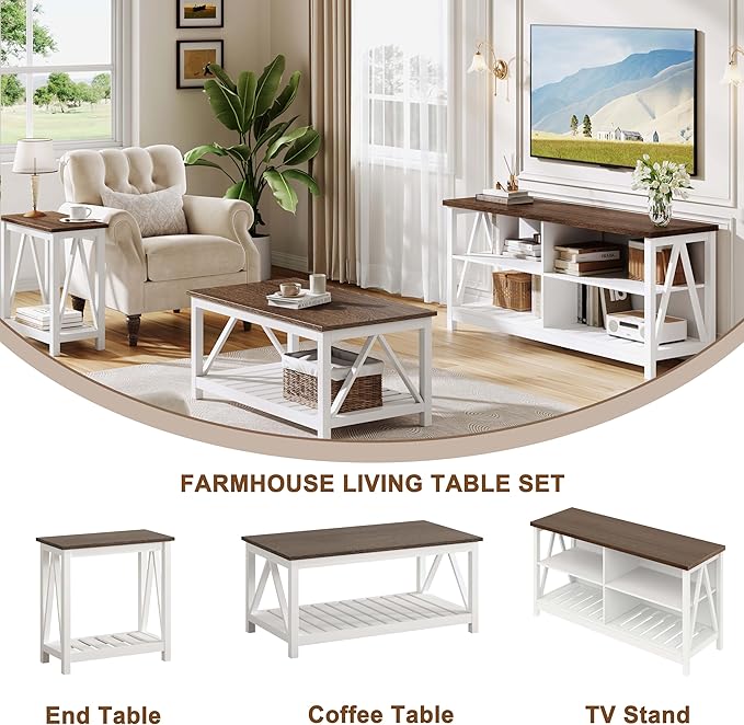ChooChoo Farmhouse TV Stand for TVs up to 55 Inch, Modern Entertainment Center - Image 6