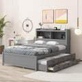 Full Size Pine Wood Platform Bed by Unknown