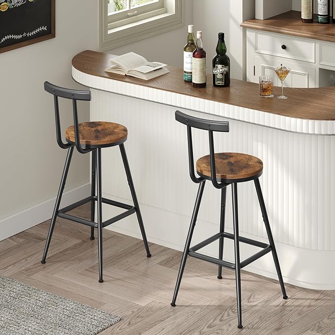 Bar Stools, Metal Frame, Adjustable Feet, Easy Assembly, - Image 2