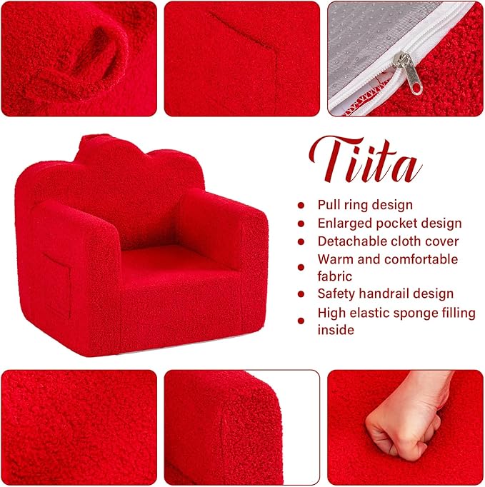 Tiita Kids Couch Plush Toddler Chair, Cloud-Like Glow in The Dark Kids Sofa - Image 4