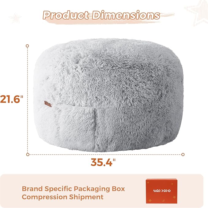 MAXYOYO Kids Bean Bag Chair, Stuffed Faux Fur Bean Bag - Image 2