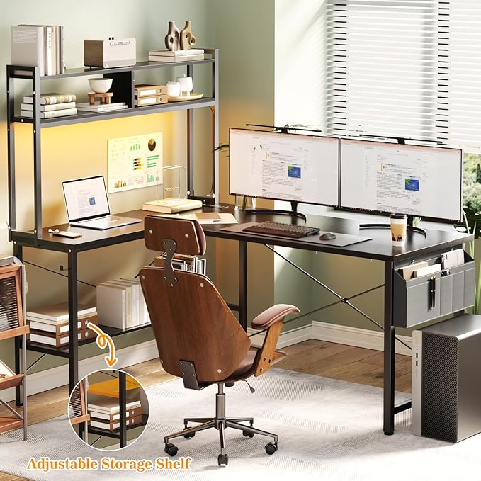 Aheaplus L Shaped Desk Gaming Desk, Reversible Home Office Desk Gamer Desks - Image 6