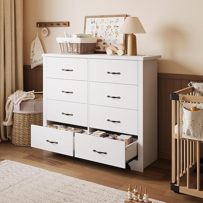 LINSY HOME White 8-Drawer Dresser - Image 2