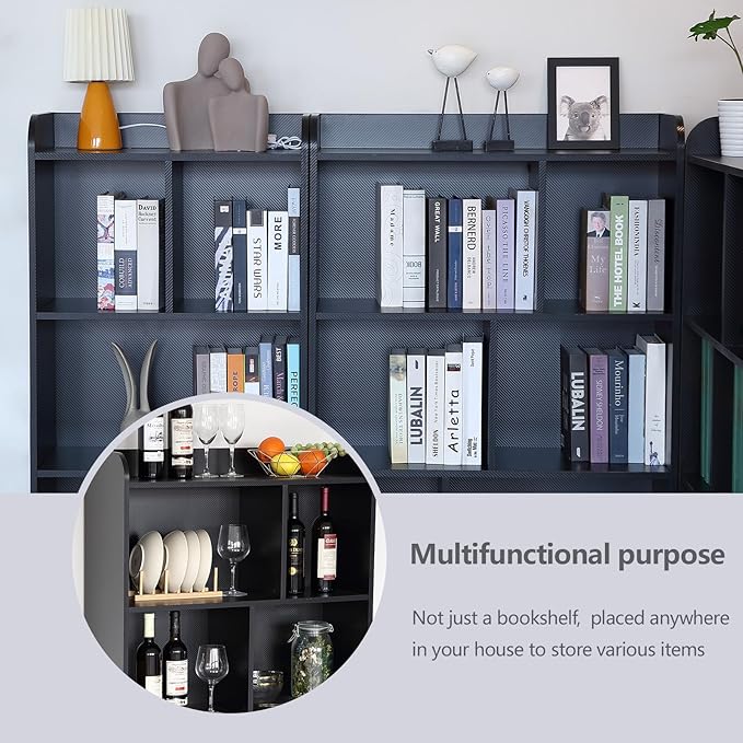 Book Shelf with Back Panel Stability 5 Cube Bookcase Multifunctional Cube - Image 8