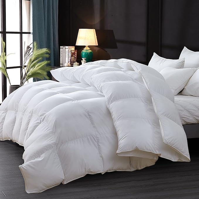 Luxurious All-Season Goose Down Feather Fiber Comforter Queen Size Duvet Insert - Image 3