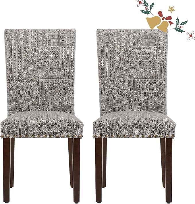 Parsons Dining Chairs Set of 2, Upholstered Nailhead Dining Room Kitchen Side by COLAMYINC
