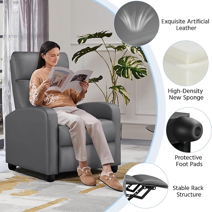 Yaheetech Recliner Chair PU Leather Recliner Sofa Home Theater Seating - Image 7