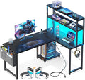 Casaottima Gaming Desk with Power Outlets & LED Lights, 43 Inch Reversible L by Casaottima