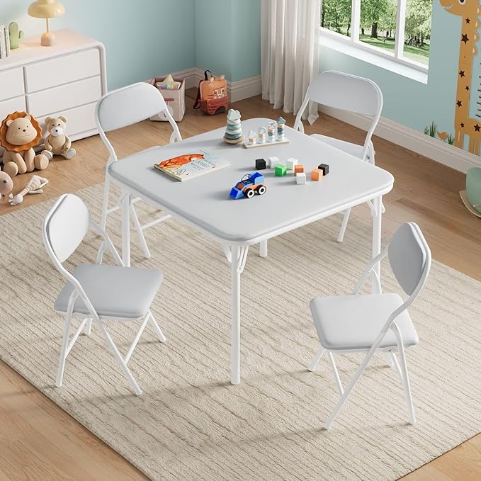 IDEALHOUSE 5 Piece Folding Kids Table and Chairs Set, Children Activity Table - Image 2