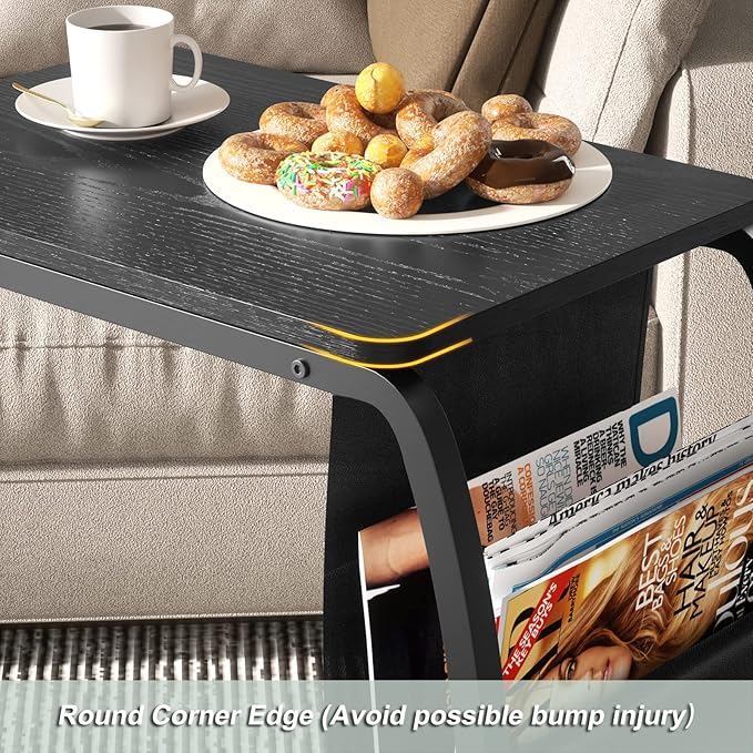 SRIWATANA Side End Tables Living Room, Vintage C-Shaped Laptop Table - Image 7