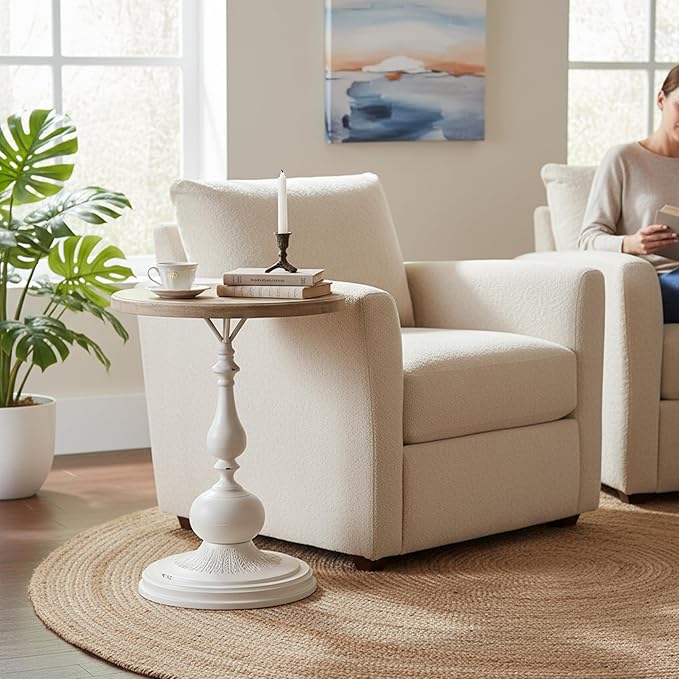 Round Side Table Living Room, Vintage End Table, French Country Round Table - Image 5