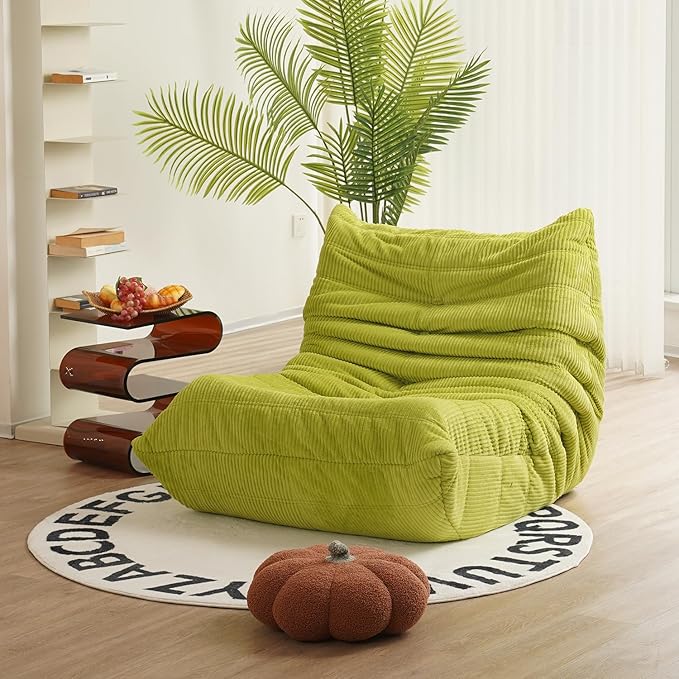 N&V Fireside Chair, Mid Century Armless Floor Sofa, Soft Premium Corduroy Floor by NV