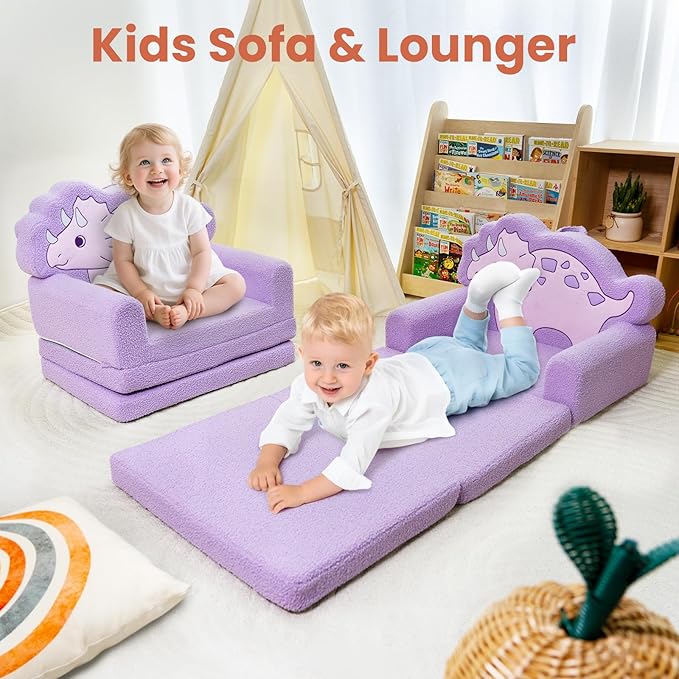 TinyPalsa Kids Couch, Convertible Sofa to Lounger Fold Out, Gift - Image 7